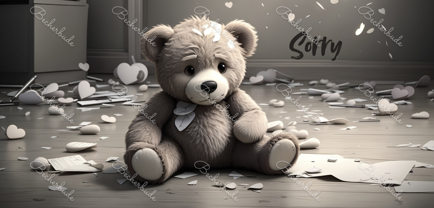 "Verzeih mir: Ein trauriger Teddy im Chaos der Herzen"